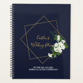 Elegante Classy Navy Geometrische Bruiloft Planner (Voorkant)