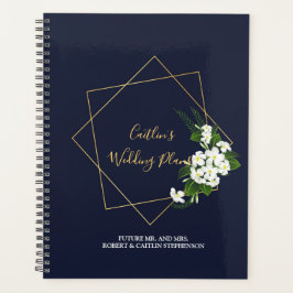 Elegante Classy Navy Geometrische Bruiloft Planner