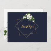 Elegante Classy Navy Geometrische Kaarten dank u (Voorkant / Achterkant)