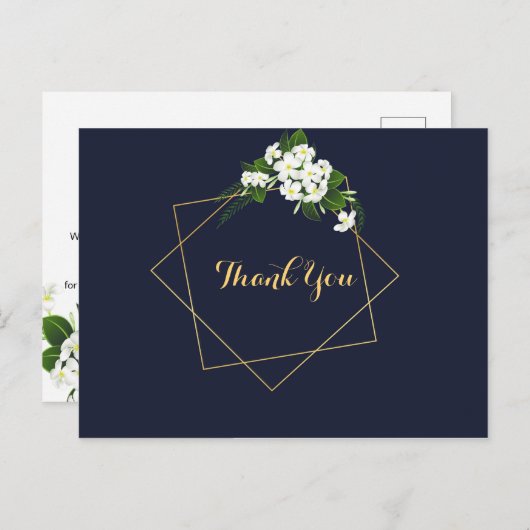 Elegante Classy Navy Geometrische Kaarten dank u (Voorkant / Achterkant)