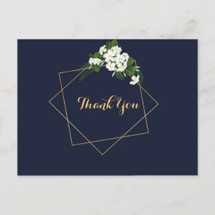 Elegante Classy Navy Geometrische Kaarten dank u