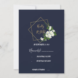 Elegante Classy Navy Geometrische RSVP Kaart