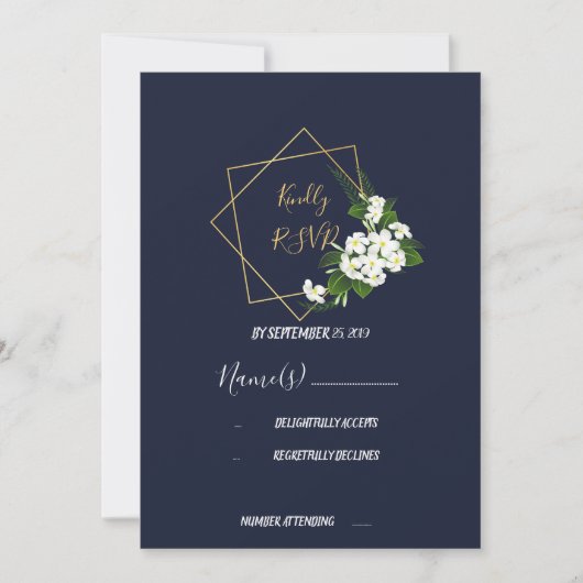Elegante Classy Navy Geometrische RSVP Kaart (Voorkant)