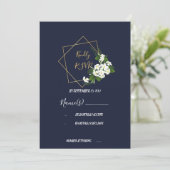 Elegante Classy Navy Geometrische RSVP Kaart (Staand voorkant)