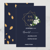 Elegante Classy Navy Geometrische RSVP Kaart (Voorkant / Achterkant)