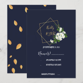 Elegante Classy Navy Geometrische RSVP Kaart