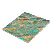 Elegante Classy Opal Marmer Jade Groen Goud Glitte Tegeltje (Zijkant)