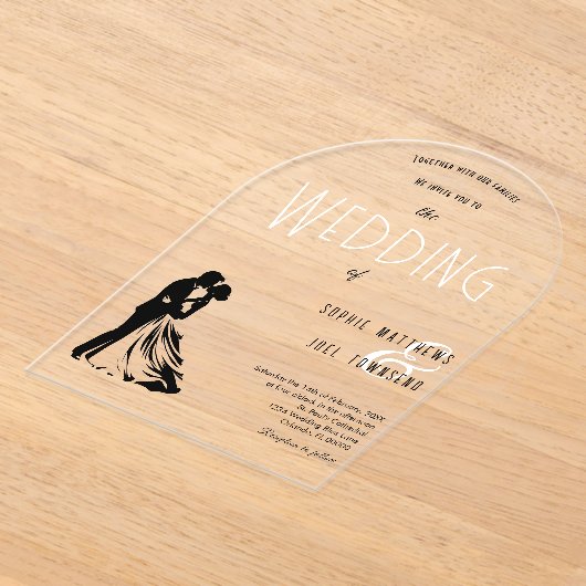 Elegante  Classy paar dansen bruiloft Acryl Uitnodigingen (Laagn)