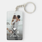 Elegante Classy paar Initialen houden van hartpijl Sleutelhanger (achterkant)