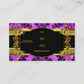 Elegante Classy Paarse Gouden Damask Bloemenprofie Visitekaartje (Achterkant)
