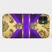 Elegante Classy Paarse Gouden Damask Jewel Case-Mate iPhone Case (Achterkant (horizontaal))