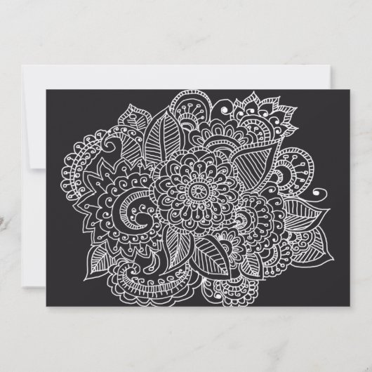 Elegante Classy Paisley Patroon Bloemen Huwelijk Kaart (Achterkant)