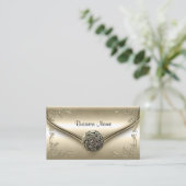 Elegante Classy Profile Business Sepia Cream Flora Visitekaartje (Staand voorkant)