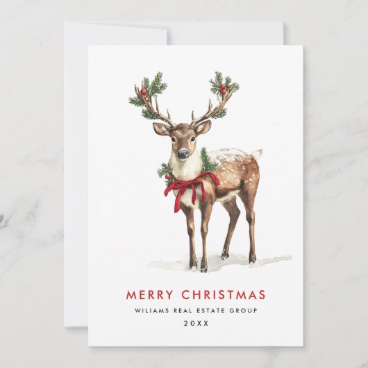 Elegante Classy Rendier Merry Christmas Corporate Feestdagenkaart (Voorkant)