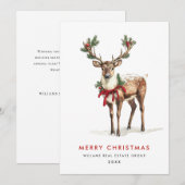 Elegante Classy Rendier Merry Christmas Corporate Feestdagenkaart (Voorkant / Achterkant)