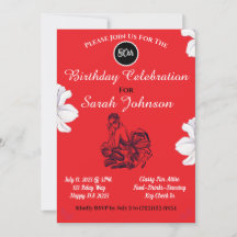 Elegante Classy Rood Zwart-Wit 50ste Verjaardag