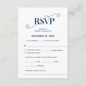 Elegante Classy, RSVP, Navy Blue Font, Reageer Informatiekaartje (Voorkant)