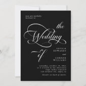 Elegante Classy Script bruiloft alles in één zwart Kaart (Voorkant)