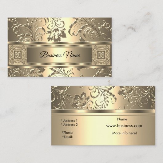 Elegante Classy Sepia Cream Damask Floral Visitekaartje (Voorkant / Achterkant)