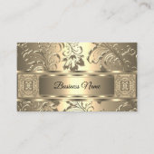 Elegante Classy Sepia Cream Damask Floral Visitekaartje (Voorkant)