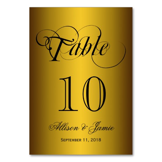 Elegante Classy Sheen Gold Trouwtafel Nummer Kaart (Achterkant)