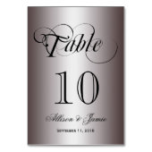 Elegante Classy Sheen Zilveren Trouwtafel Nummer Kaart (Voorkant)