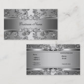 Elegante Classy Silver Embossed Diamond Afbeelding Visitekaartje (Voorkant / Achterkant)