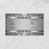 Elegante Classy Silver Embossed Diamond Afbeelding Visitekaartje (Achterkant)