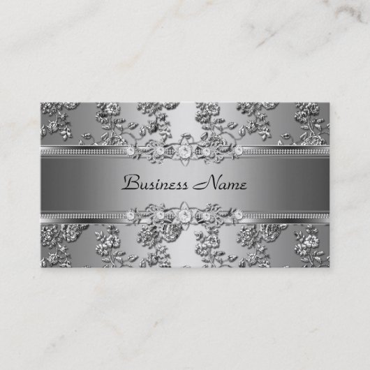 Elegante Classy Silver Embossed Diamond Afbeelding Visitekaartje (Voorkant)