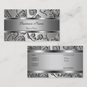 Elegante Classy Silver Embossed Look Afbeelding Visitekaartje (Voorkant / Achterkant)