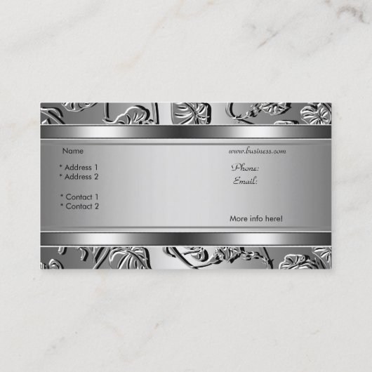 Elegante Classy Silver Embossed Look Afbeelding Visitekaartje (Achterkant)