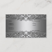 Elegante Classy Silver Grey Damask Embossed Look Visitekaartje (Achterkant)