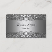 Elegante Classy Silver Grey Damask Embossed Look Visitekaartje (Voorkant)