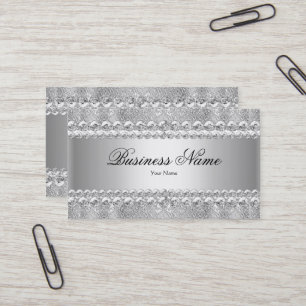 Elegante Classy Silver Grey Damask Lace Visitekaartje