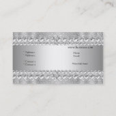 Elegante Classy Silver Grey Damask Lace Visitekaartje (Achterkant)