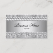 Elegante Classy Silver Grey Damask Lace Visitekaartje (Voorkant)