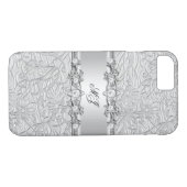 Elegante Classy Silver White Damask Case-Mate iPhone Case (Achterkant (Horizontaal))