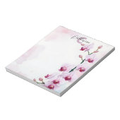 Elegante Classy Waterverf Roze Orchidee Cascade Notitieblok (Linkerzijde)
