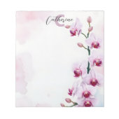Elegante Classy Waterverf Roze Orchidee Cascade Notitieblok (Voorkant)