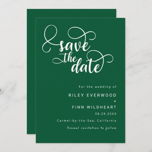 Elegante Classy Wedding save the date Uitnodiging (Voorkant / Achterkant)
