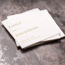 Elegante Classy Witte en Gouden bruiloft Servet