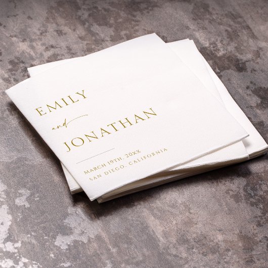 Elegante Classy Witte en Gouden bruiloft Servet