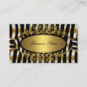 Elegante Classy Zebra Sepia Gold Metal Look Visitekaartje