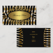 Elegante Classy Zebra Sepia Gold Metal Look Visitekaartje (Voorkant / Achterkant)