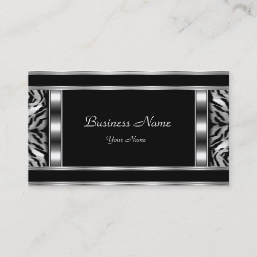 Elegante Classy zilveren zwarte luipaard Visitekaartje (Voorkant)
