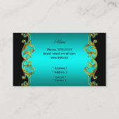 Elegante Classy Zwart Blauwgroen Blauw Groen Goud  Visitekaartje (Achterkant)