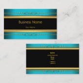 Elegante Classy Zwart Geel Goud Blauwgroen Blauw Visitekaartje (Voorkant / Achterkant)