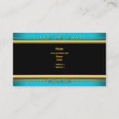 Elegante Classy Zwart Geel Goud Blauwgroen Blauw Visitekaartje (Achterkant)