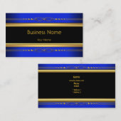Elegante Classy Zwart Geel Goud Royal Blue Visitekaartje (Voorkant / Achterkant)