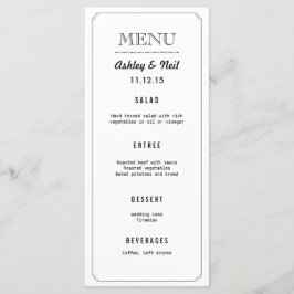 Elegante Classy zwart-wit bruiloft menu